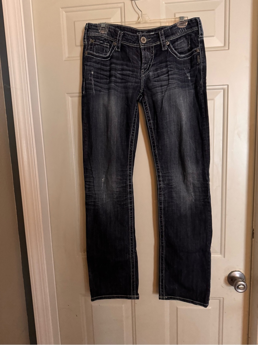 Silver Jeans Berkley Bootcut Jeans Womens 29x32 Dark Wash Embroidered Pocket